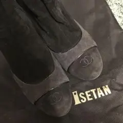 CHANEL ブラックスエード ココマーク ショートブーツ