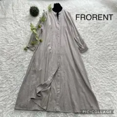FLORENT ロングスリーブドレス ノーカラーシャツワンピース