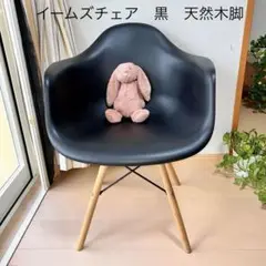 【美品】⭐️やさしい座り心地⭐️北欧風イームズチェア 黒プラ製 天然木脚