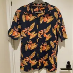 UNIQLO ユニクロ アロハシャツ ネイビー 花柄 半袖 Mサイズ メンズ