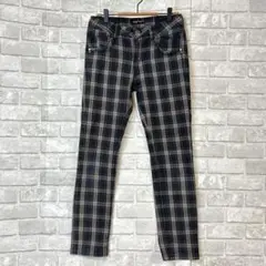 テーパードパンツ M グレー チェック カジュアル 脚長効果 オフィカジ 楽チン