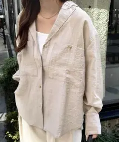 【新品】ゴールドボタンワッシャーシアーオーバーサイズ開襟シャツ