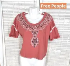 Free People Avalon embroidered coral top