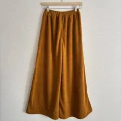ニット ワイドパンツ M ウエストゴム ガウチョパンツ ロングスカンツ 秋冬