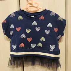 ハート柄ネイビーTシャツ 80cm