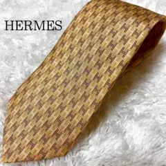 新品 HERMES エルメス メンズ ネクタイ H柄 総柄 シルク100%