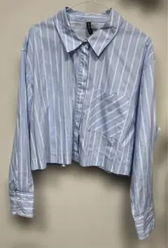 H&M エイチアンドエム　ストライプ クロップドシャツ XLサイズ