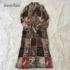 新品タグ付 meridian アニマル柄 花柄 総柄 ロングプリーツワンピース