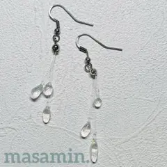 3連雫ピアス＊ラメ入り