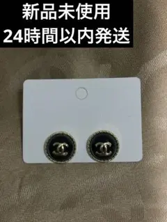 CHANEL BlackGoldRoundCocoMarkEarrings