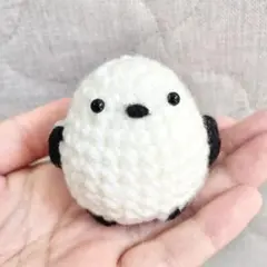 シマエナガ　あみぐるみ　5×5cm キーホルダー　【Handmadeことり】