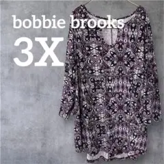 美品❣️bobbie brooks 【3X 】紫系柄五分袖チュニック