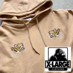 【入手困難モデル】X-LARGE 虎刺繍 パーカー 刺繍ロゴ 黄金サイズ 希少