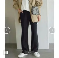スローブイエナ　ピンタックセミフレアパンツ　黒　36　近年モデル