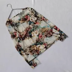 KN0159【PARTENAIRE東京スタイル】カットソー【L】花柄総柄 ロンT