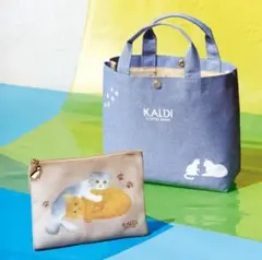 【新品・未使用】 カルディ ネコバッグ ネコポーチ 2点セット 食品なし