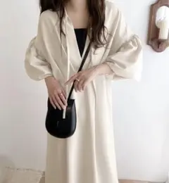 クラシカルエルフ　2way長袖タックリボンワンピース　ベージュ