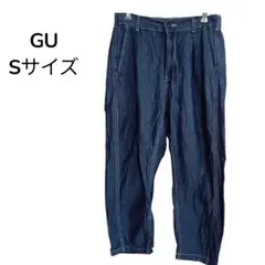 GU ジーユー　ライトデニムカーブタックアンクルパンツ　ブルー　ユニセックス S