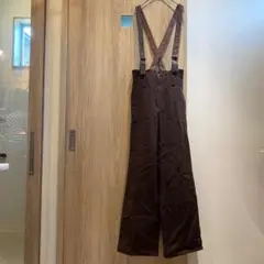 COMME CA DU MODE MEN ブラウン ワイドウールサロペットパンツ