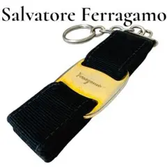 【良品】SalvatoreFerragamo キーホルダー ヴェラリボン 黒