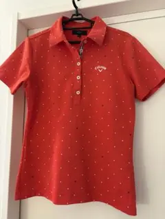 Callaway ドット柄ポロシャツ レッド Lサイズ