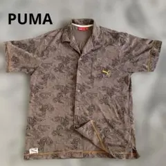 PUMA メンズ　トップス　綿100% 総柄　ブラウン　Lサイズ