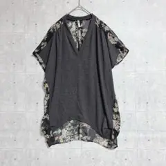 【stylish thief】花柄シアー切替トップス (M) チュニック