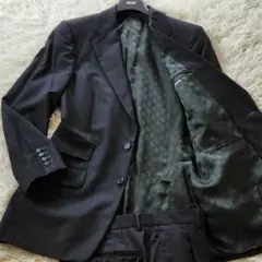 極美品✨L相当 グッチ スーツ セットアップ 裏地総柄 GG柄 グレー