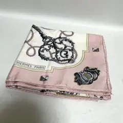 【送料無料】エルメス 大判 スカーフ カレ 総柄 ピンク