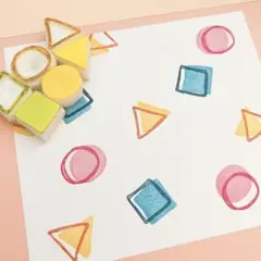 まるさんかくしかく　重ねて捺しコロコロはんこ