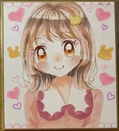 可愛いイラスト 女性キャラクター　色紙