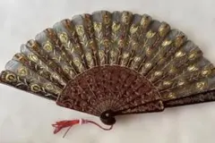 フラメンコ用グレー金色扇子