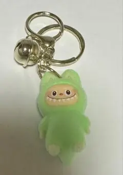 ラブブ Labubu フロッキーキーホルダー 緑 グリーン