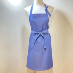 ハンドメイド　テンセル　ブルーシャンブレー　エプロン
