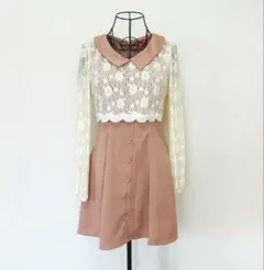 【美品】花柄レースドッキングワンピ　量産型　地雷　リズリサ系　平成ギャル　y2k