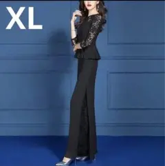 XL セットアップ ドレス ワンピース レディース オールインワン 黒 結婚式