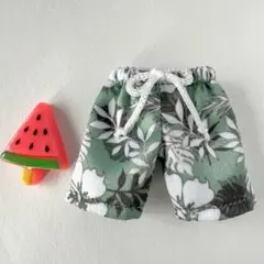 オビツ11、ねんどーるサイズの海パン【ハイビスカス/グリーン】
