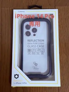 iFace iPhone 14 Pro 専用クリアケース 強化ガラス ネイビー