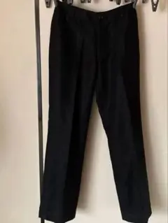麻混ブラックストレートパンツ