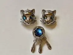 ★ラブラドライトの猫パーツセット（ブルーラブラドライト）
