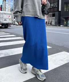 CIAOPANIC TYPYすっきりシルエットリブロングIラインスカート ブルー