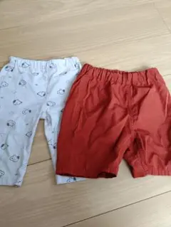 スヌーピー柄レギンスと赤ハーフパンツセット 100