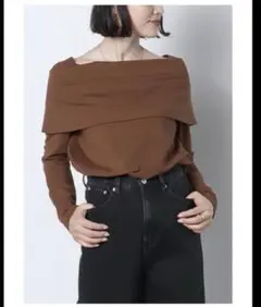 ミーリー MERI オフショルダー カットソー 長袖 トップス brown