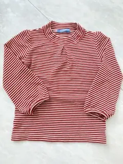 familiar 赤と白ストライプ 長袖Tシャツ　100