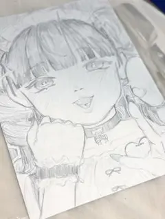 メイド イラスト アナログ 鉛筆