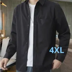 Sukinana シャツ メンズ 長袖 ゆったりカジュアルシャツ 黒 4XL