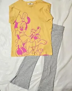 子供用120センチミニーマウス Tシャツ フレアパンツ2点セット