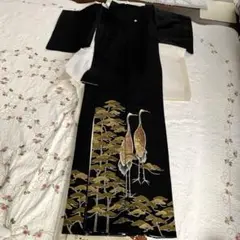 着物　黒留め袖　夫婦鶴　創作呉服　相馬