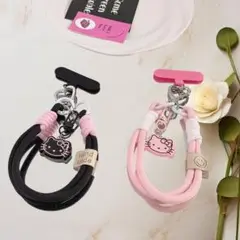 ハローキティチャーム付きスマホストラップ