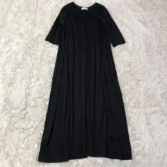 美品　ノリタケ　ワンピース　ゆったり　Aライン　七分袖　ブラック